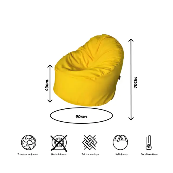 Sėdmaišis sostas išmatavimai-neskalbiamas- dimensions