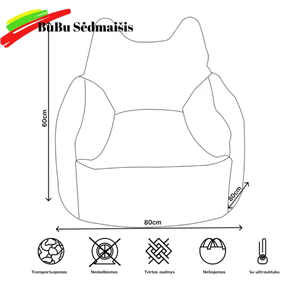 BuBu Sėdmaišio išmatavimai 600x600